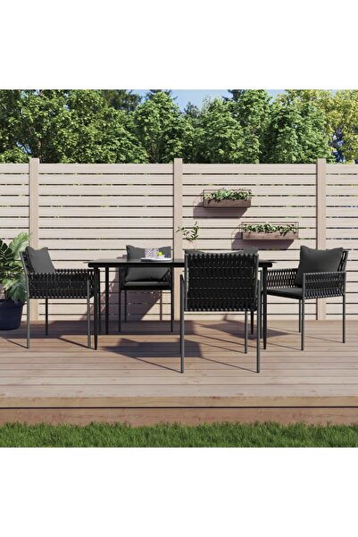 vidaxl Set mobilier de gradina cu perne, 5 piese, poliratan È™i otel