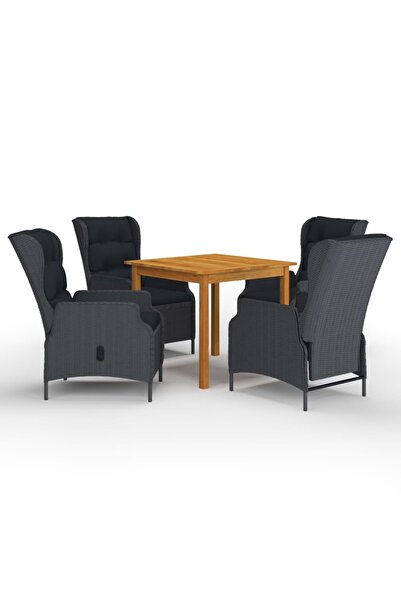 vidaxl Set mobilier de gradina, 5 piese, gri a®nchis