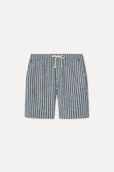 Mudo Men's Indigo Striped Straight Fit Shorts