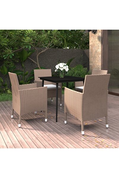 vidaxl Set mobilier de gradina cu perne, 5 piese, poliratan È™i sticla