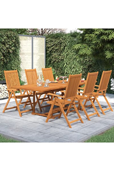 vidaxl Set mobilier de gradina, 7 piese, lemn masiv de acacia, 160-240 cm