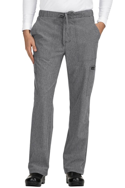 KOI Basics Luke Men’s Medical Scrub Pants 605, Heather Grey, 7-Pocket Stretch