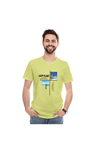 not Unisex Printed Design T-Shirt (Happy Planet)| For Couple | Round Neck Reg...