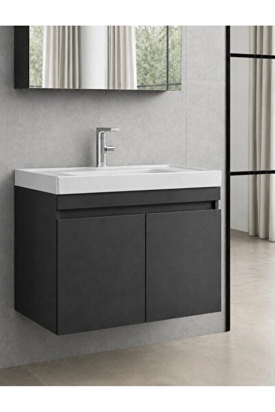Gold Ban-yom EC0 80 ALT ANTRASİT MDF Banyo Mobilyası Seti