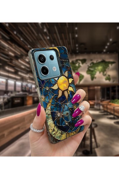 Caseji RedMi Note 13 Pro 5G Uyumlu Ay Güneş Baskı Desen Darbe Emici Telefon K...