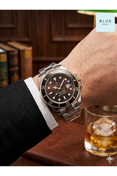 Blue Home Show Time Steel Men's Wristwatch (with Bracelet as a Gift)