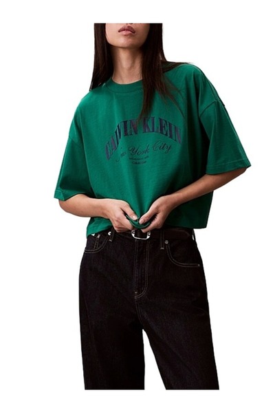Calvin Klein Γυναικείο Cropped Boxy T-shirt Πράσινο LV047F813G-L4G