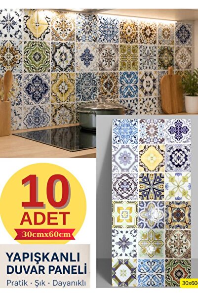 Renkli Duvarlar 10 Adet 30X60cm Renkli Elit Mozaik Desenli Yapışkanlı Köpük D...
