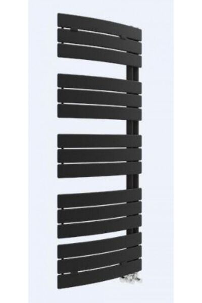Lazzarini Towel rail bathroom radiator, matte black, steel, curved, Lazzarini...