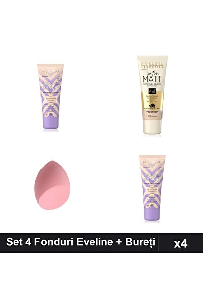 Makeup Set 4 Fonduri de Ten Eveline Cosmetics Better Perfect & Satin Matt cu ...