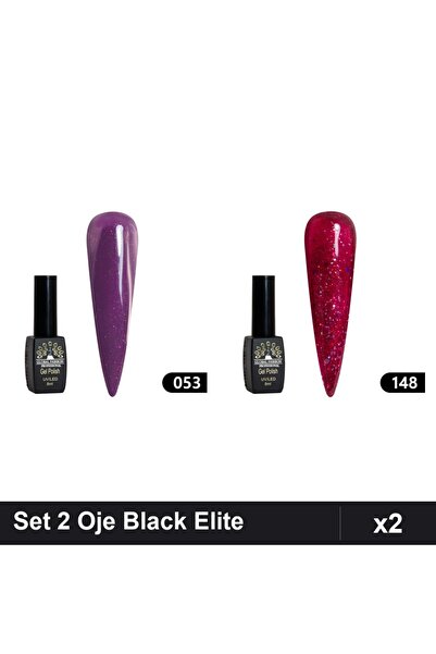 Makeup Set 2 Oje Semipermanente Black Elite 8ml, Nuante 053 148, Manichiura UV