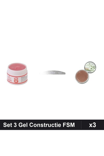 Makeup Set 3 Gel Constructie UV LED FSM 15g, Nuante 08 29, Pila Emma 150/240,...