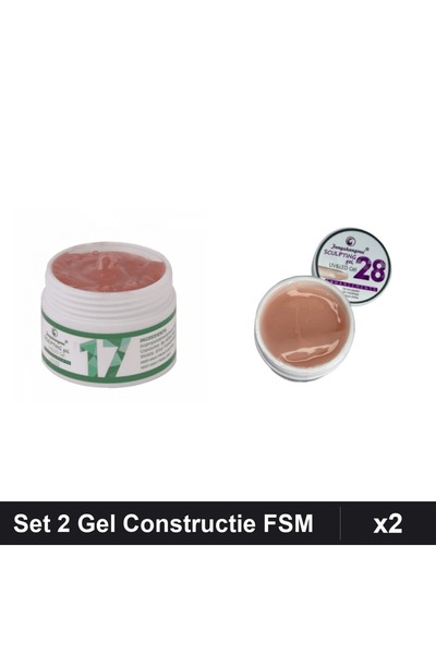 Makeup Set 2 Gel Constructie UV LED FSM 15g, Nuante 17 și 28, Manichiura Prof...