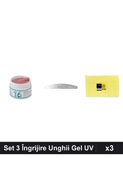 Makeup Set 3 Îngrijire Unghii FSM Gel Constructie UV LED 15g, Pilă Emma, Șerv...