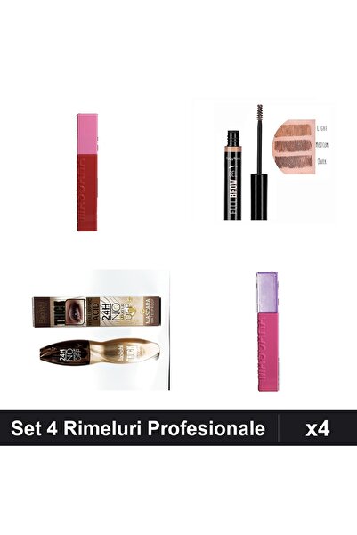 Makeup Set 4 Rimeluri Ushas Negru și Eyebrow Gel Ruby Rose, Waterproof 24h, M...