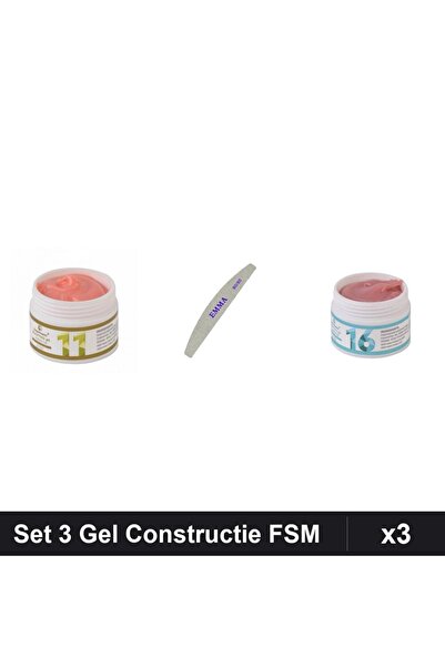 Makeup Set 3 Gel Constructie FSM 15g UV LED, Pila EMMA 100/120, Manichiura Pr...