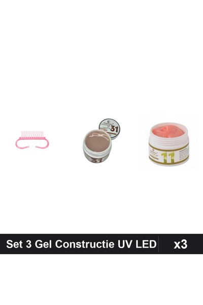 Makeup Set 3 Constructie Unghii Gel UV LED FSM 15g, Nuante 31 și 11, cu Perie...