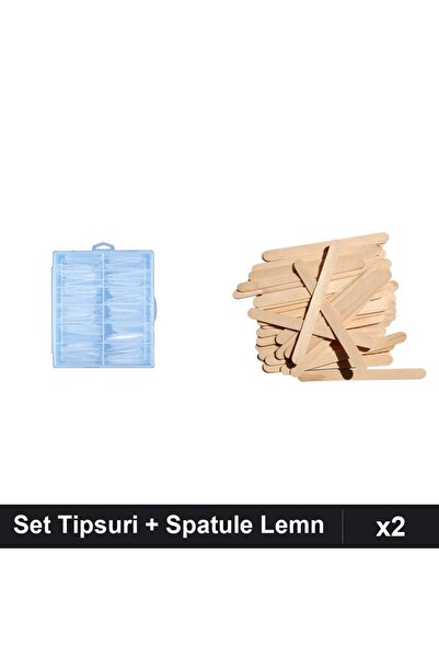 Makeup Set 2 Tipsuri Reutilizabile 120 Bucati + Spatule Lemn Ceara 10 Buc Man...