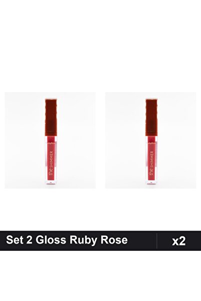 Makeup Set 2 Gloss Buze Shimmer Ruby Rose 01, Luciu cu Efect Perlat, Machiaj