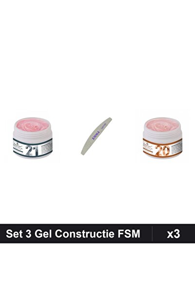 Makeup Set 3 Gel Constructie FSM UV LED 15g, Nuante 20 21, Pila EMMA 150/240,...