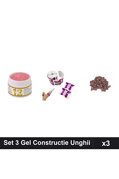 Makeup Set 3 Îngrijire Unghii - Gel Constructie UV LED 15g, Sablon Fluture 10...