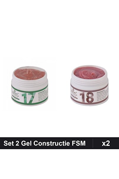 Makeup Set 2 Gel Constructie UV LED FSM 15g, Nuante 17 18, Manichiura Profesi...