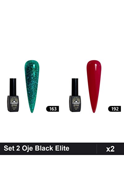 Makeup Set of 2 Black Elite Semi-permanent Nail Polish 8ml, Global Fashion, S...