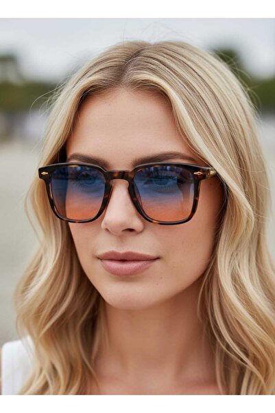 MUADEX leopar detaylı renkli camlı unisex güneş gözlüü