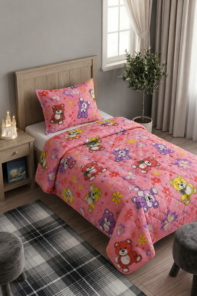 MUK's طقم بيكيه مبطن مفرد 2 قطعة (160x240 بيكيه + 1 غطاء وسادة 50x70) منقوش