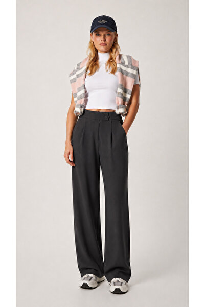 FİFTY ONE Pantaloni Palazzo elastici cu nasturi dubli din seria Lycra Move
