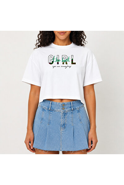 URBANTRENDSTORE Crop T-shirt με λευκό σχέδιο, άνετη εφαρμογή, ακατέργαστη κοπ...