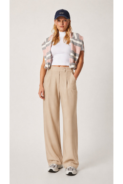 FİFTY ONE Pantaloni Palazzo elastici cu nasturi dubli din seria Lycra Move
