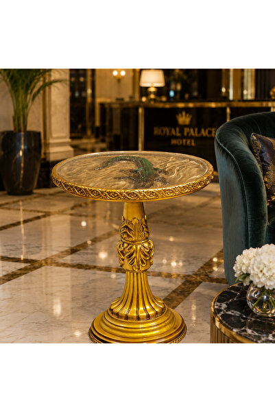 Marrone Polyester Döküm Özel Tasarım Timsah Figürlü Altın Gold Detay Oval Seh...