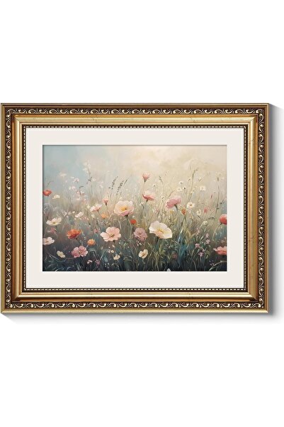 ALAYRA International Premium Colorful Wildflower Canvas Wall Art Gold Frame 5...