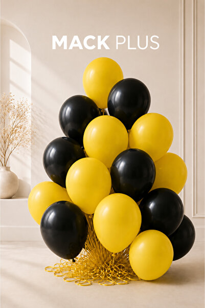 MACK PLUS 10’lu Sarı & Siyah Premium Balon Seti – Helyum Uyumlu ve Dayanıklı ...