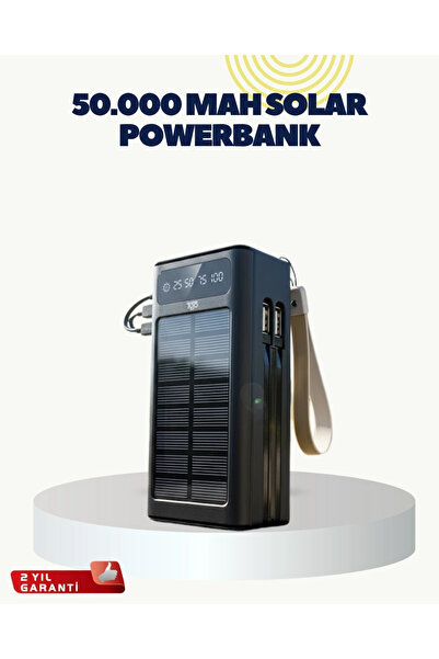 Genel Markalar LED Aydınlatmalı Güneş Panelli Powerbank Seyahat ve Kamp İçin