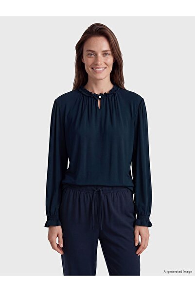 LC Waikiki Lcw Grace Ruffled High Neck Gathered Blouse