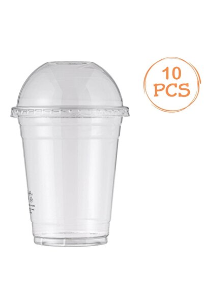 Zumzeria Set de 10 pahare transparente din plastic de unică folosință cu capa...