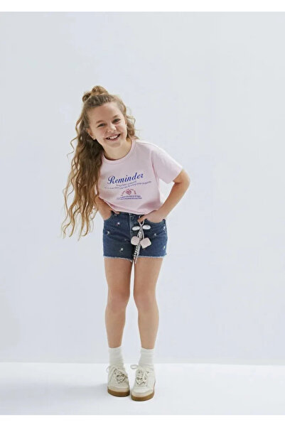 Mavi Pantaloni scurți din denim și pânză pentru fete M7410655-A1607