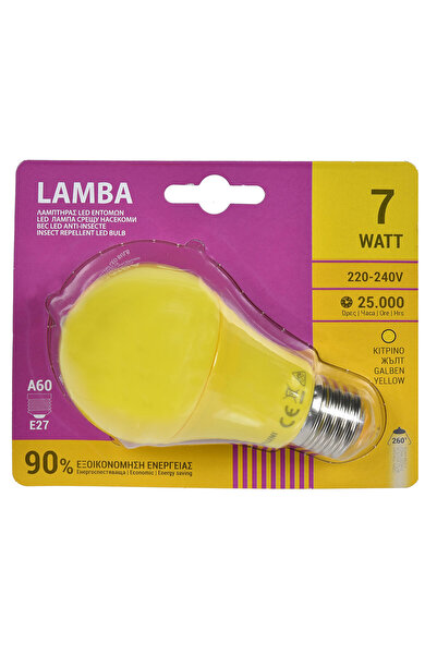 OEM LED E27 7W (A60) Anti-Insect Bulb - Yellow Light