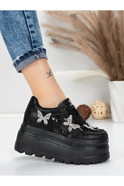 mei Women's Platform Sneakers 6208-36 Black