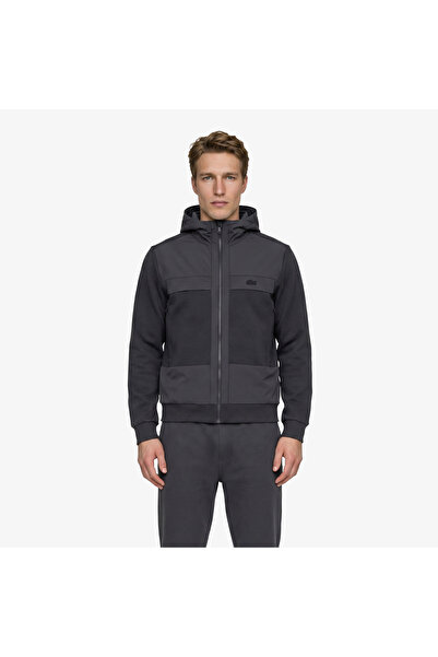 Lacoste Erkek Regular Fit Fermuarlı Renk Bloklu Koyu Gri Sweatshirt
