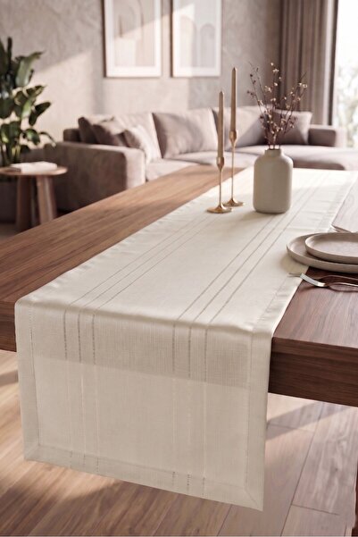 Miabella Home Runner de masă 45 x 220 cm Runner de masă cu textură de in, tip...