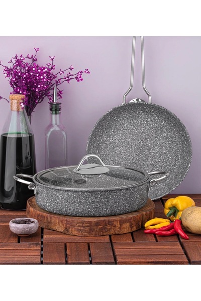 tacev Taç Maxxcook 3 Piece Granite Pot and Pan Set
