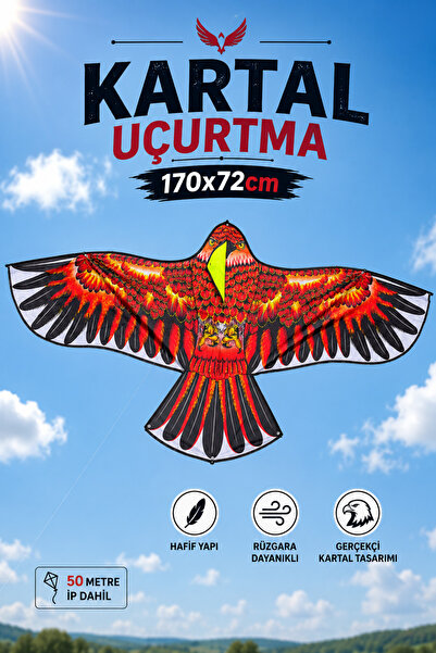 YILDIRIM OYUNCAK Dev Kartal Uçurtma 170x72cm - Rüzgara Dayanıklı Hafif Gerçek...