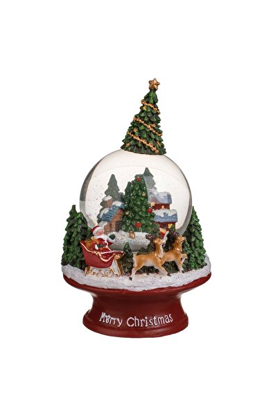 Zumzeria Glob muzical decorativ de Crăciun cu Moș Crăciun și LED Ø13x23cm