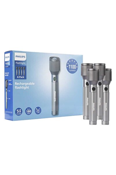 Philips مصباح يدوي LED قابل لإعادة الشحن من سبائك الألومنيوم للطائرات، 1100 ل...