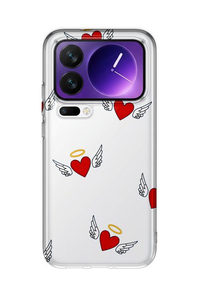 FLAMENKO Xiaomi 17 Pro Compatible Angel Heart Pattern Transparent Phone Case