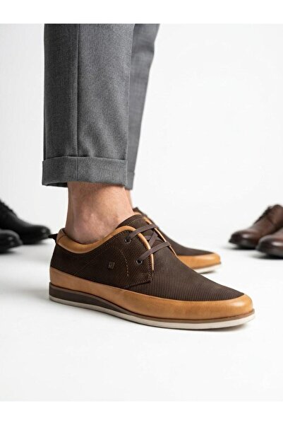 Voyager Men's tan genuine leather orthopedic insole casual shoes