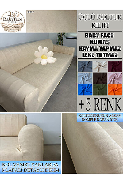 İLYEVTEKSTİLİ Baby Face Kumaş 3 lü Koltuk Kılıfı, Tam kaplama Yumuşak Dokulu ...